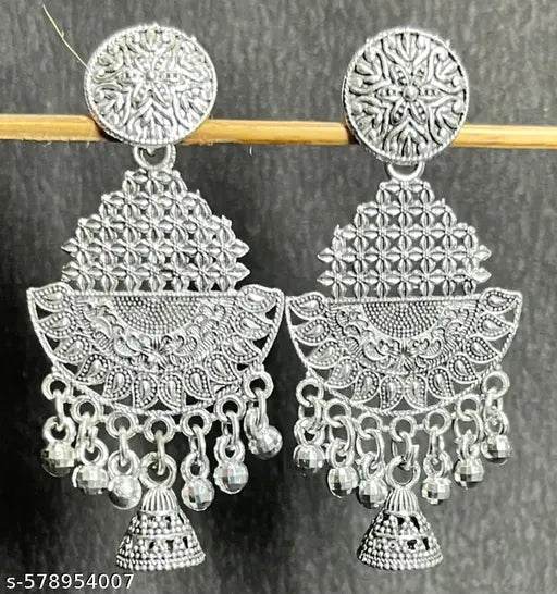 Trendy Oxidized Silver Plated Jhumka Earrings Combo for Women & Girls (Set of 4) - NARIX INDIA 