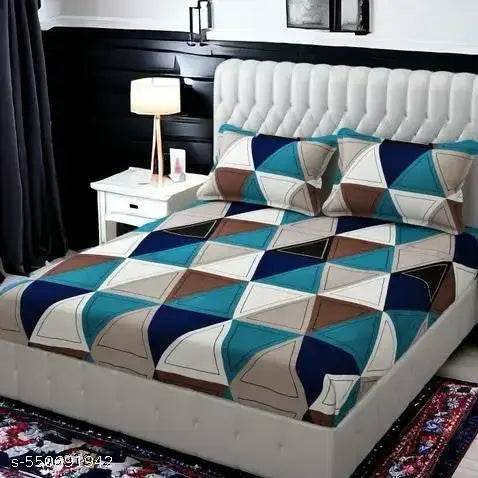 SWAMI ENTERPRISES,ATTRACTIVE SUMER COTTON FEEL FITTIED BEDSHEET SIZE 78X72,2 PILLOW COVER 17X27. - NARIX INDIA 
