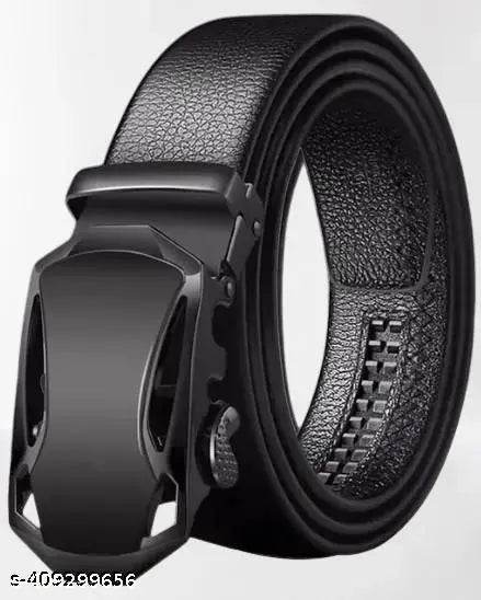Premium Men's PU Leather Black Auto-lock Grip Belt (size 28 to 40) - NARIX INDIA 