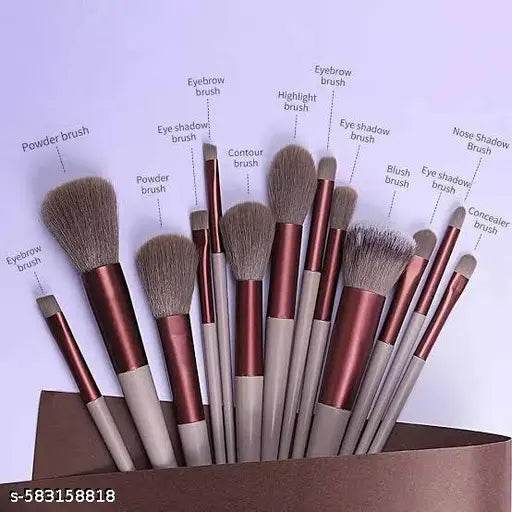 13Pcs Professional Makeup Brush Set – Soft Synthetic Bristles with Velvet Travel Pouch - NARIX INDIA 