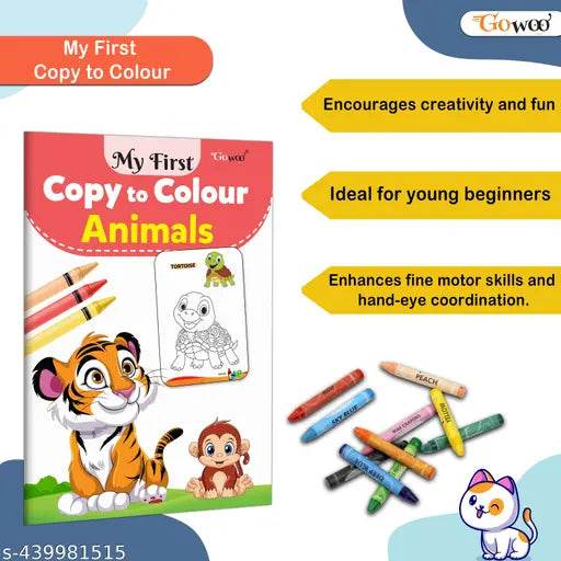 My First Copy to Colour - Alphabet, Animals, Colours, Numbers, Shapes and Vegetables : Copy and colour book, Early learning colouring book, Art book for children | Pack of 6 Copy to Colour Books - NARIX INDIA 