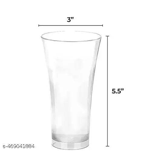 6 Pcs Round Long Unbreakable Transparent BPA Free Food Grade Plastic Fiber Drinking Water Glass Set, Juice Glass, Cocktail, Lassi, Soda, Milkshake, Beer Glass, Wine Glass Set - NARIX INDIA 