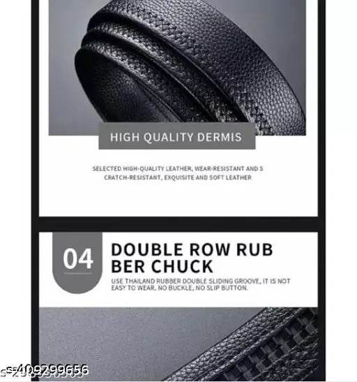 Premium Men's PU Leather Black Auto-lock Grip Belt (size 28 to 40) - NARIX INDIA 