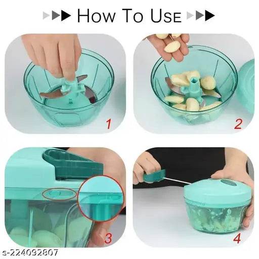 Compact Chopper with Blades effortlessly Chopping Big Size Kitchen Dori Handy Vegetable and Fruit Manual Onion Dry Fruit Salad Maker Vegetable Quick Chopper (450 ml, Green) - NARIX INDIA 
