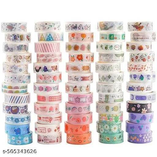 10 Rolls Decorative Masking Tape Set for Gift Wrapping, DIY Decor, and Craft Projects, 15mm Wide, Colorful Multi Style Design, Decorative Tapes for Arts (Pack of 10pc, Random Design will sent) - NARIX INDIA 