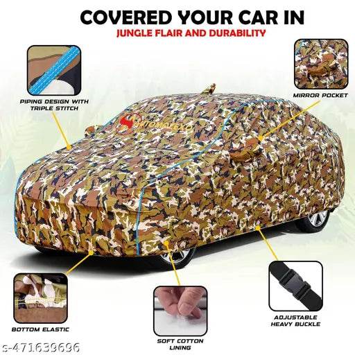 Car Cover For Maruti Spresso Waterproof / UV Protection & Dust Proof Full Tested Premium Polyester Fabric with Mirror Pockets Spresso Cover All Model Suitable Universal Fit Premium Quality with Triple Stitched Fully Elastic Surface Body Protection Spresso - NARIX INDIA 