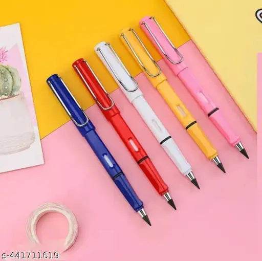 Pack of 12 Pcs Everlasting inkless Pencils portable Reusable and Erasable metal writing Pens - NARIX INDIA 
