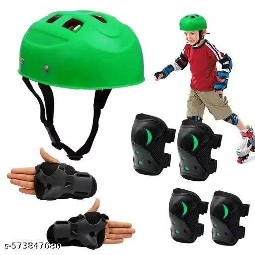 RRKK SKATING AND CYCLING SET. Skating Protection Kit - Head + Elbow + Knee + Hand Guard Skating Kit SIZE-6 TO 12 Year Old. {GREEN} - NARIX INDIA 