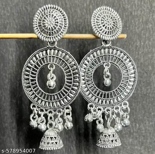 Trendy Oxidized Silver Plated Jhumka Earrings Combo for Women & Girls (Set of 4) - NARIX INDIA 