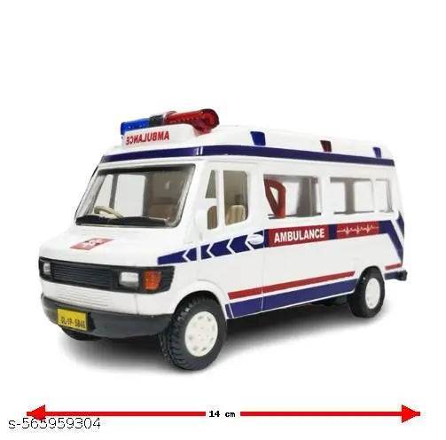14cm White Pull Back Ambulance Toy – Pack of 1 | Miniature Emergency Vehicle with Realistic Details for Kids"