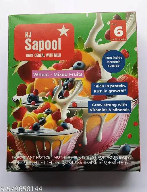 KJ Sapool Baby Cereal with Milk – Mixed Fruits | For 6 Months+ Babies | Healthy Weight Gain & Growth Food (300g) - NARIX INDIA 