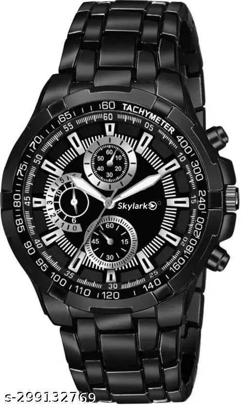 Skylark Stylish Men Black Metal Analog Watch - NARIX INDIA 
