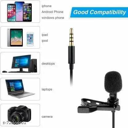 3.5mm Clip Microphone For Youtube | Collar Mike for Voice Recording | Lapel Mic Mobile, PC, Laptop, Android Smartphones, DSLR Camera external Microphone Microphone CABLE (Black) - NARIX INDIA 