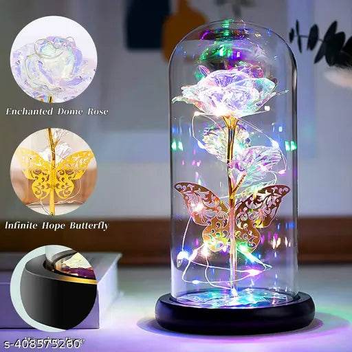 Rose Gift For Her, Glass Rose Flower And With Led Light Great Gift Ideas For Valentine'S Day, Mother'S Day, Birthday, Anniversary, Engagement - NARIX INDIA 