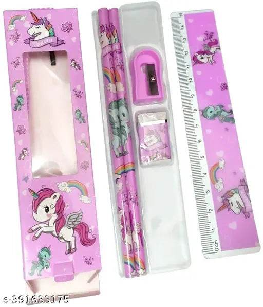 ARB Return Gifts Stationary Set For Girls (10 Pcs) Unicorn Stationary Kit Set, School Stationary Items Pencil Eraser Sharpener For Girls, Kanjak Gifts, Birthday Gifts For Kids, Multicolor - NARIX INDIA 