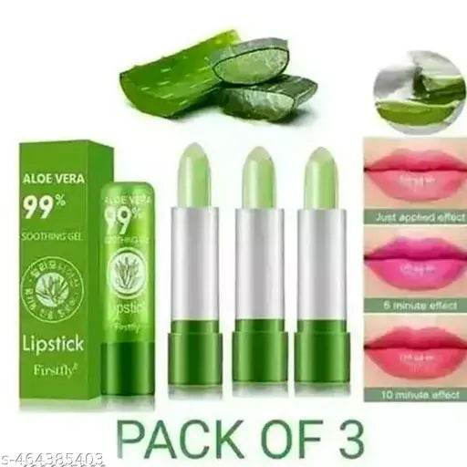 Fancy cool product green lipstick 3 pcs | Aloe vera moisturizing lipstick long lasting notorious lip balm - NARIX INDIA 