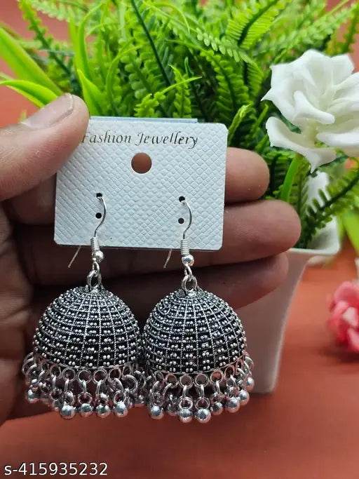 Antique Designer Oxidized Jhumka Earrings for beautiful girls & women - NARIX INDIA 
