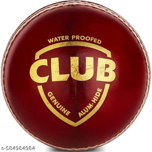 Club Leather Cricket Ball - Two Piece Club Size Match Cricket Practice Ball - Red/White - NARIX INDIA 