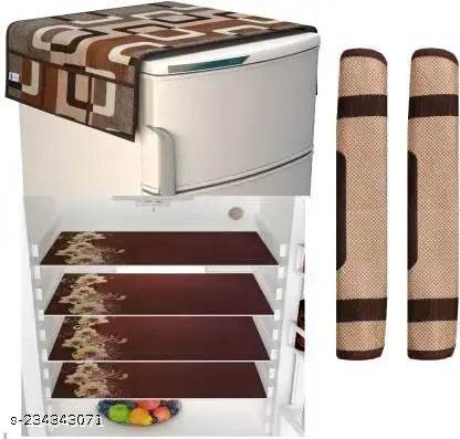 Fridge top Cover With 2 handle cover and 4 Fridge Mats (Pack of 7) - NARIX INDIA 