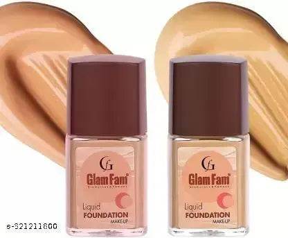 Glam Fam Top Natural 1 foundaion with Back Stage Oil Free Long Lasting Liquid Foundation - 30ML (Pack Of 2) - NARIX INDIA 