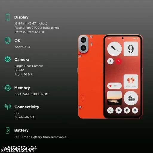 Nothing CMF Phone 1 5G 6GB Ram 128GB Orange - NARIX INDIA 