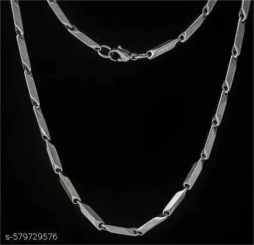 Men Stylish Stainless Steel Chain ,Rice Chain For Mens, Boys and Womens | Mens Jewellery | AntiTarnish Chain Stainless Steel Twisted Link Chain Necklace (25 grams weight) (50 cm Length) - NARIX INDIA 