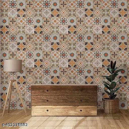 DOM EXPORT Wall Stickers Marble Wallpaper Furniture Kitchen, Cabinets, Almirah, Tabletop, Plastic Table, Wooden Table, Wardrobe, Renovation PVC DIY Self Adhesive Sticker 78X24 INCH (BROWN FLORAL 41 ) - NARIX INDIA 