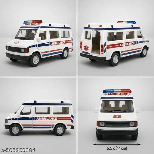 14cm White Pull Back Ambulance Toy – Pack of 1 | Miniature Emergency Vehicle with Realistic Details for Kids"