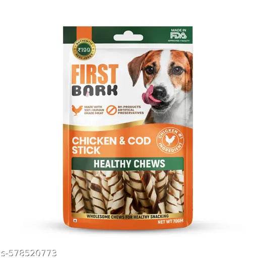 First Bark Healthy chews (70g)--Chicken & Cod Stick (Pack of 1) - NARIX INDIA 