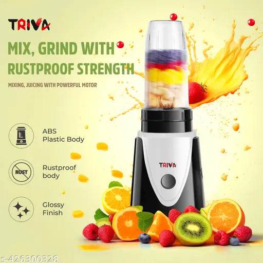 Triva 550watt Nutri Blender with 2 Polycarbonate unbrekable Blender jars Big with 600 Ml Capacity and small with 400 Ml Jar, multi purpose jars can also be used for chutney, mango shake, fruit shakes, smoothies and Paste - NARIX INDIA 