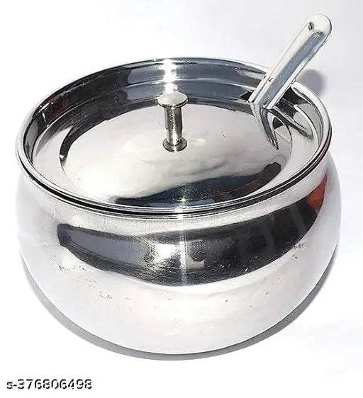 Cryzone-Ghee Pot Oil Pot Kitchen Storage Container with Spoon, 250ml (Pack of 1) - NARIX INDIA 