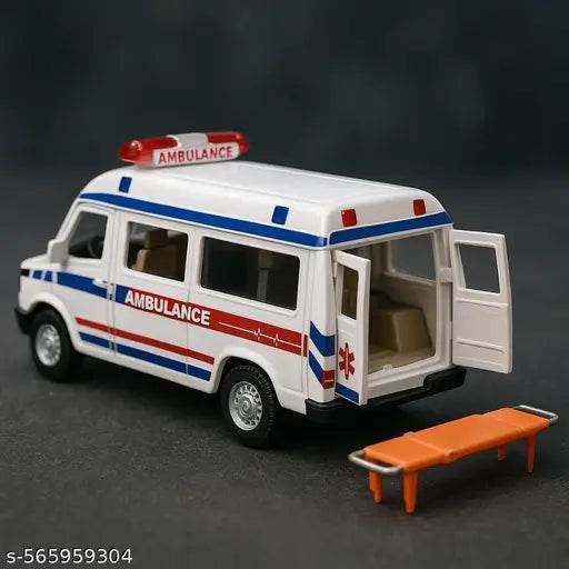 14cm White Pull Back Ambulance Toy – Pack of 1 | Miniature Emergency Vehicle with Realistic Details for Kids"