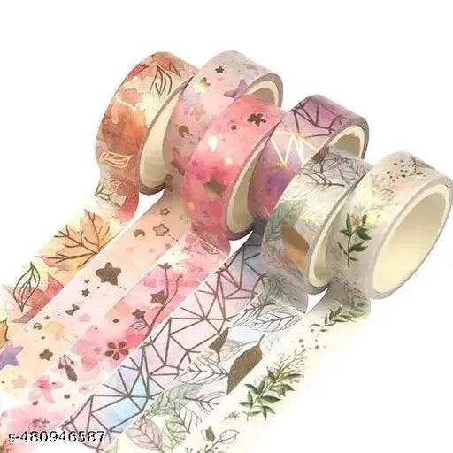 SYGA Gold Washi Tape Set DIY Crafts, Journal Supplies, Planners, Scrapbooking, Gift Wrapping - 6 Rolls (15mm x 5M) - NARIX INDIA 