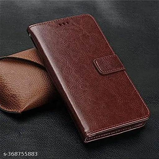 BROWN | Realme 5 | Leather Finish | Inside Pockets & Inbuilt Stand | Shockproof Wallet Style Magnetic Closure Back Cover Case - NARIX INDIA 
