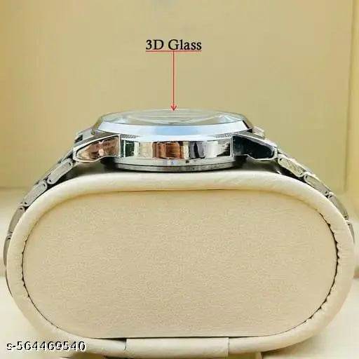 Day & Date Function Watch With White Coated Dial, Stainless Steel Chain Analog Watch - For Men - NARIX INDIA 