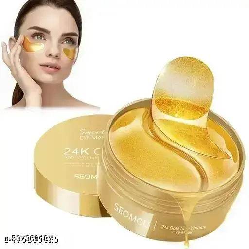 24k Gold Eye Patches for Dark Circles | 60 Pcs Eye Cooling Gel Pads | Hydrogel Eye Patch Mask with Collagen for Relaxing Eyes, Reducing Puffiness & Wrinkles - NARIX INDIA 