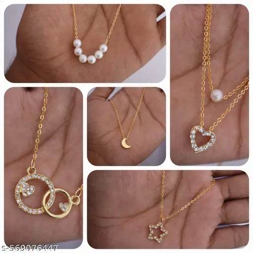 shimmering beautifull pack of 5 necklace for girls and womens - NARIX INDIA 