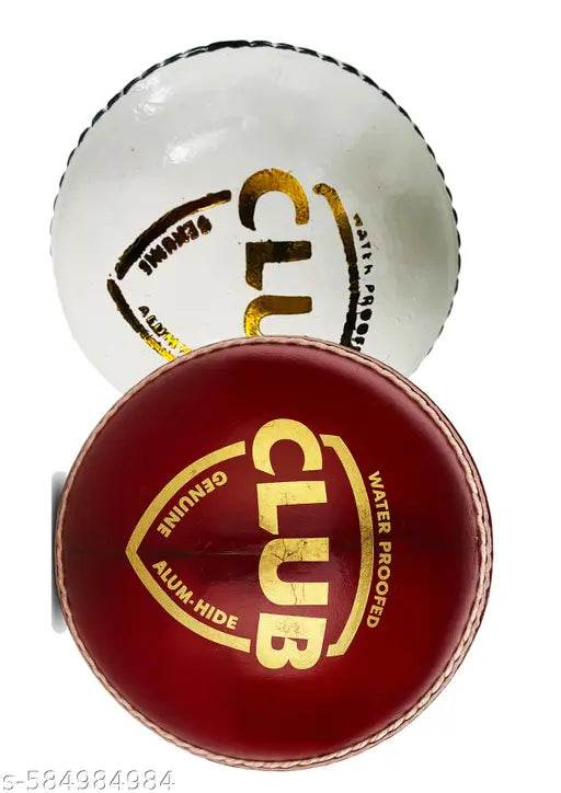 Club Leather Cricket Ball - Two Piece Club Size Match Cricket Practice Ball - Red/White - NARIX INDIA 