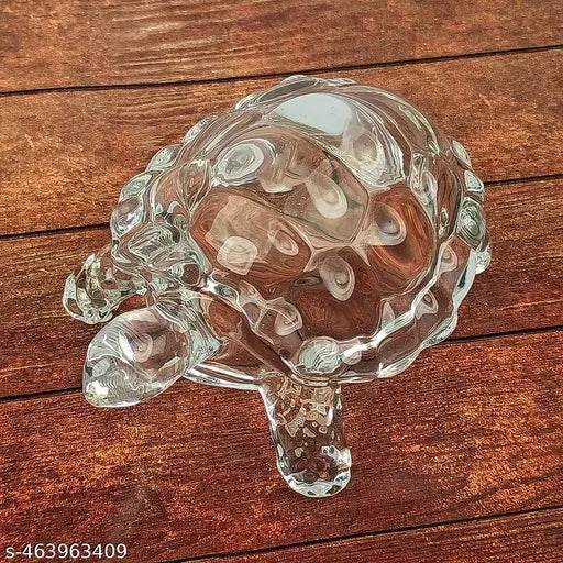 Small Crystal Tortoise - Good Luck Charm for Home & Office | Auspicious Vastu Turtle Showpiece | Perfect Fengshui Gift Item | Cute Glass Kachua Decoration - NARIX INDIA 
