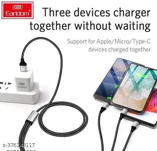 3 In 1 Fast Charging Cable V8, Type-C , iphon Use Car And Home - NARIX INDIA 