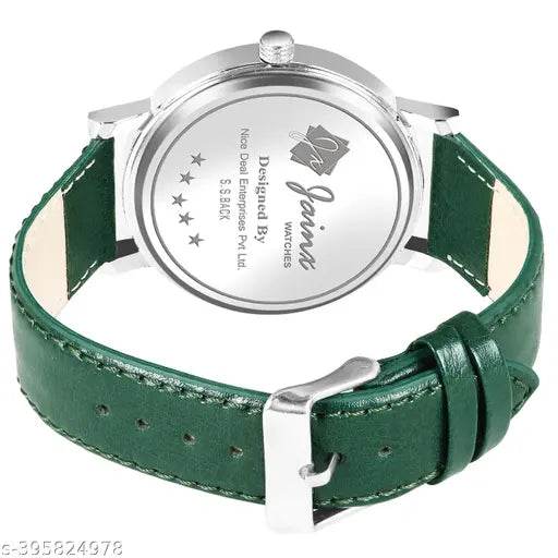 Jainx Green Leather Strap Analog Wrist Watch for Men - NARIX INDIA 